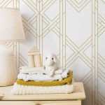 Art Deco Wallpaper - Gold Art Deco Peel and Stick Removable Wallpaper - Self Adhesive Mural -Geometric Art Deco Custom Colors Wall Decor 076