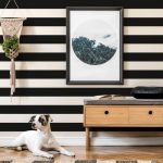 Black and white Horizontal Striped Removable wallpaper / Bold Peel and Stick wallpaper / Striped wallpaper - Self-adhesive or Traditional