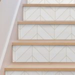 Chevron Neutral Stair Riser Stickers - Pack of 6 Removable Stair Riser Tile Decals - Peel & Stick Stair Riser Deco Strips - 48" long nice wallpaper