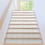 Chevron Neutral Stair Riser Stickers - Pack of 6 Removable Stair Riser Tile Decals - Peel & Stick Stair Riser Deco Strips - 48" long nice wallpaper - Image 2