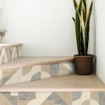 Geometric Sand Stair Riser Stickers - Pack of 6 Removable Stair Riser Tile Decals - Peel & Stick Stair Riser Deco Strips - 48" long nice wallpaper