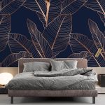 Gold leaves Wallpaper,Peel&Stick and Traditional Wallpaper, Removable and Renter friendly Wall Decor, Leaves Wall Art, Self Adhesive.