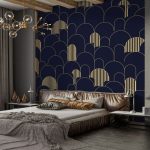 Luxury Gold Blue Geometric Pattern Wallpaper, Custom Size Modern Abstract Living Room Wall Mural Easy Removable, Abstract Wall Decor - Image 4