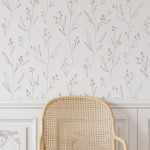 Minimal Floral Wallpaper. Color: Beige. Peel and Stick Wallpaper. Removable. Accent Wall. Multiple Colors Available. Beige. Updated - Image 2