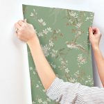 Ronald Redding 24 Karat Green Bird And Blossom Chinoserie Wallpaper - Image 2
