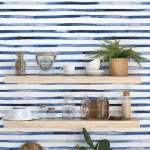 Peel and Stick Wallpaper - Watercolor Stripes Blue - Removable Wallpaper - Image 3