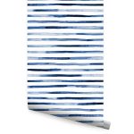 Peel and Stick Wallpaper - Watercolor Stripes Blue - Removable Wallpaper - Image 5
