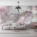 Pink And Gray Marble, Pink Marble Mural, Pink Wall Art, Abstract Wall Paper, Gray Marble Wall Paper, Shimmery Wall Paper,