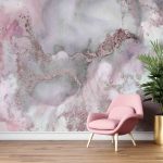 Pink And Gray Marble, Pink Marble Mural, Pink Wall Art, Abstract Wall Paper, Gray Marble Wall Paper, Shimmery Wall Paper, - Image 5