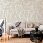 Removable Wallpaper, Scandinavian Wallpaper, Temporary Wallpaper, Minimalistic Wallpaper, Peel and Stick Wallpaper, Leaf Wallpaper - Image 2