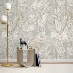Soft Tropical Leaf Wallpaper Peel and Stick | Exotic Boho Leaves Wall Mural | Natural Leaf Wallpaper