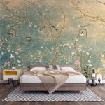 Vintage Chinoiserie Wallpaper with Birds floral ancient Wallpaper, non-woven wallpaper, peel and stick wallpaper